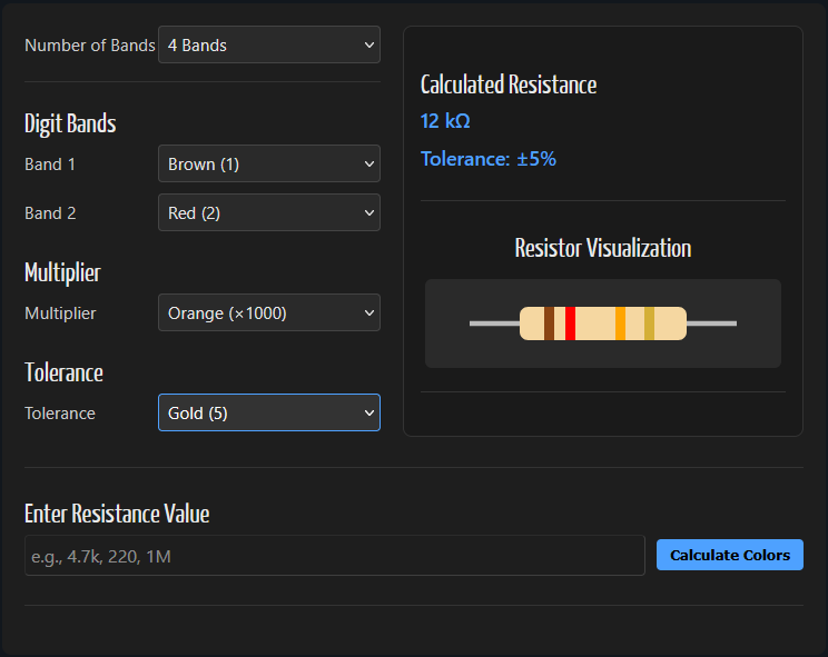 JTG Resisitor Tools - Resistor Color Code Calculator Plugin for Wordpress
