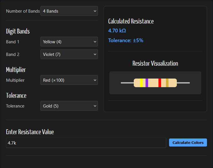 JTG Resisitor Tools - Resistor Color Code Calculator Plugin for Wordpress